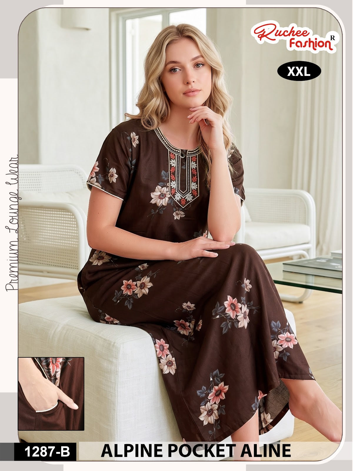 Dn 1281-1287 Ruchee Fashion Alpine Night Gowns Manufacturer Ahmedabad