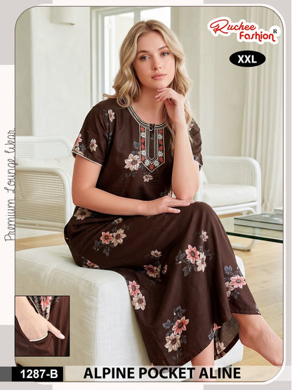 Dn 1281-1287 Ruchee Fashion Alpine Night Gowns Manufacturer Ahmedabad