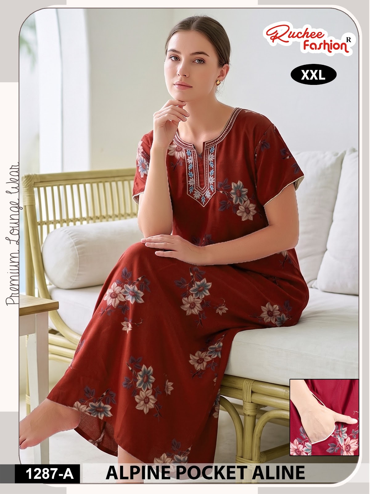 Dn 1281-1287 Ruchee Fashion Alpine Night Gowns Manufacturer Ahmedabad