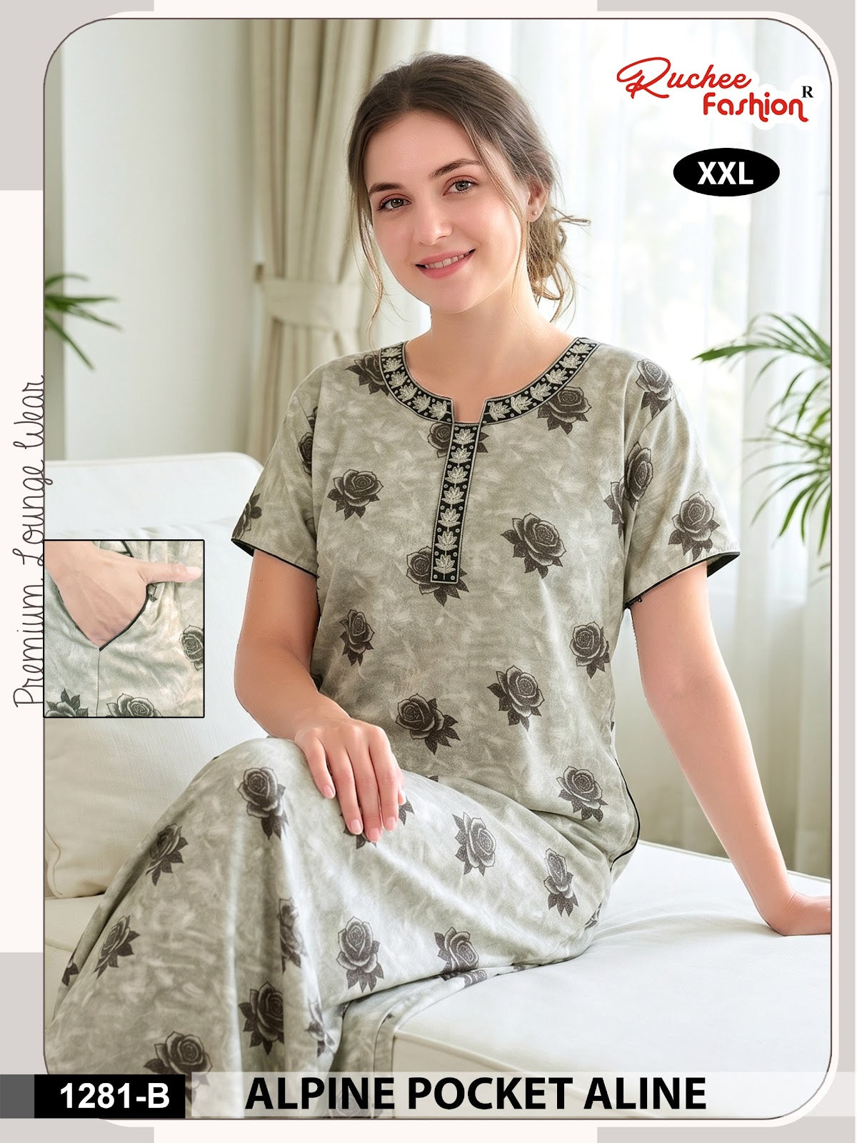 Dn 1281-1287 Ruchee Fashion Alpine Night Gowns Manufacturer Ahmedabad