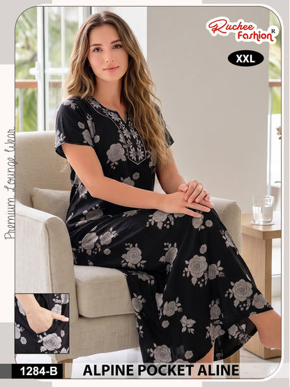 Dn 1281-1287 Ruchee Fashion Alpine Night Gowns Manufacturer Ahmedabad