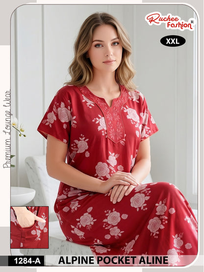 Dn 1281-1287 Ruchee Fashion Alpine Night Gowns Manufacturer Ahmedabad