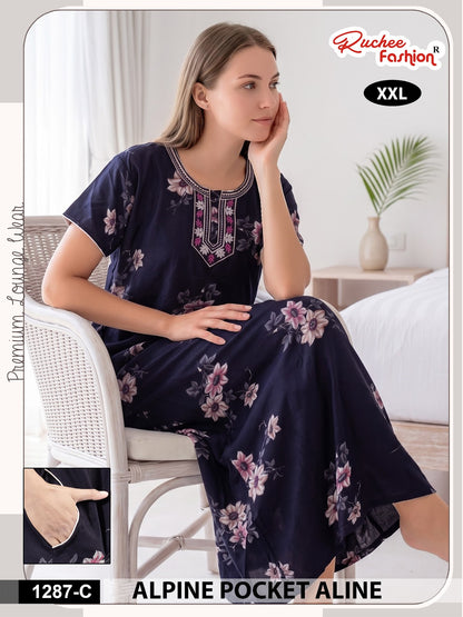Dn 1281-1287 Ruchee Fashion Alpine Night Gowns Manufacturer Ahmedabad