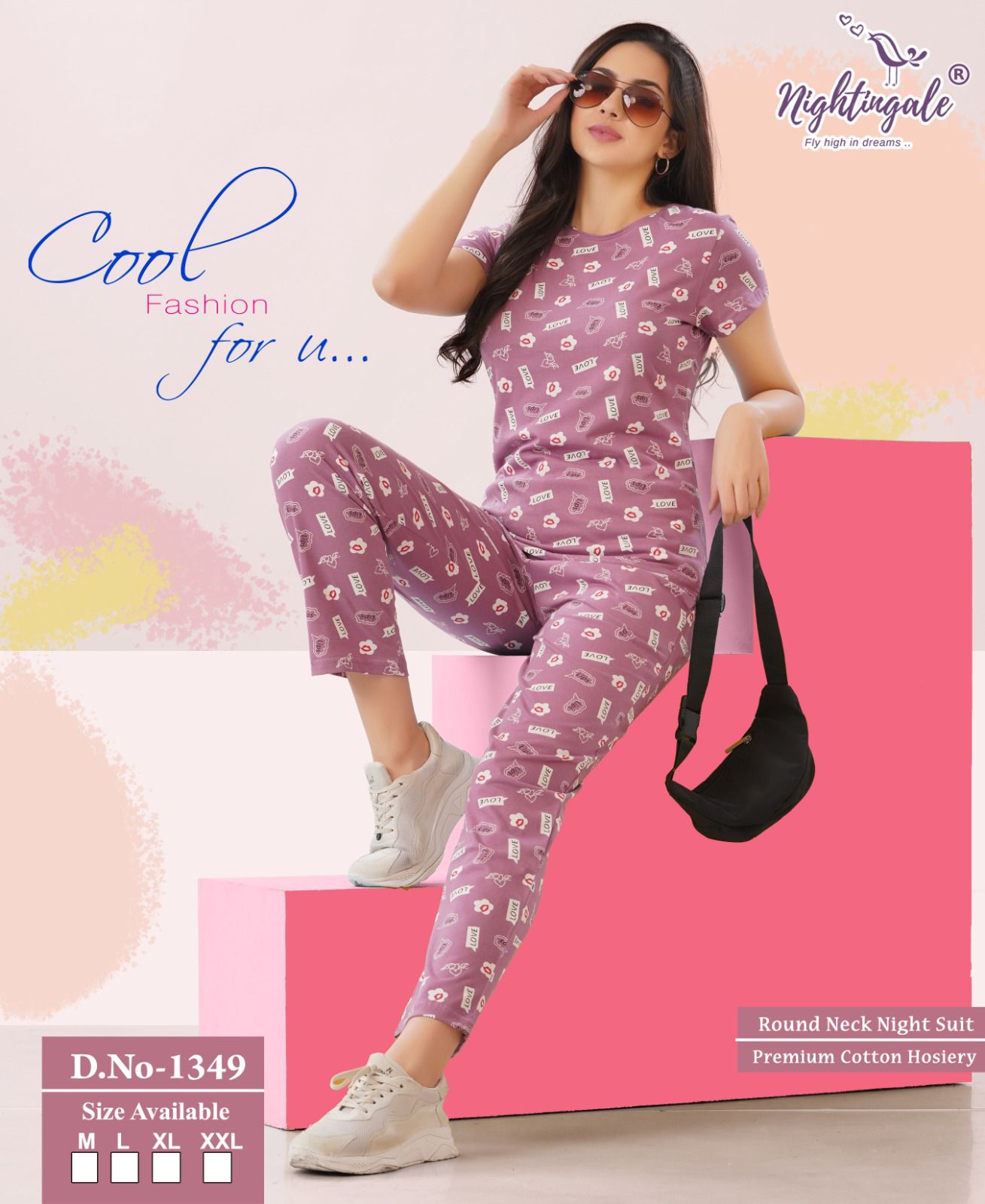 Dn 1349 Nightingale Hosiery Pyjama Night Suits Manufacturer