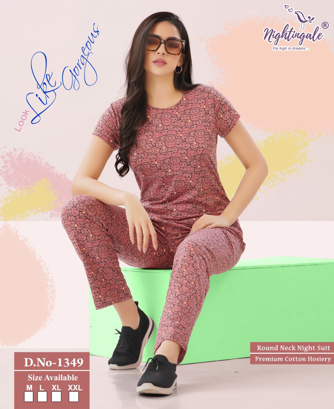 Dn 1349 Nightingale Hosiery Pyjama Night Suits Manufacturer