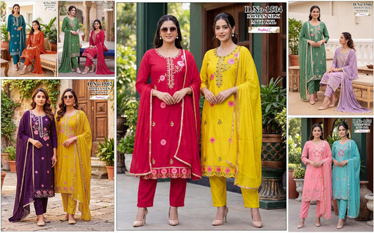 Dn 1501-1506 Kaykay Roman Silk Readymade Pant Style Suits Supplier