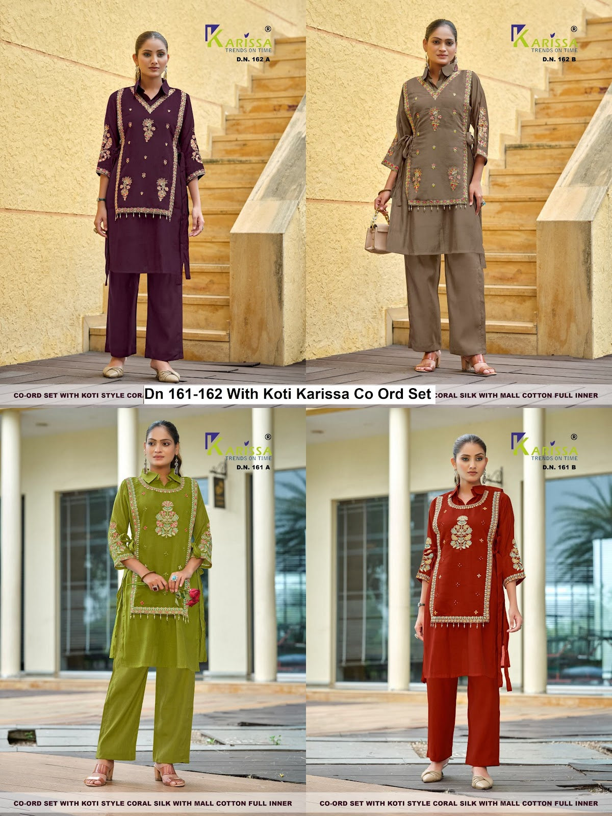 Dn 161-162 With Koti Karissa Coral Silk Co Ord Set Supplier Ahmedabad