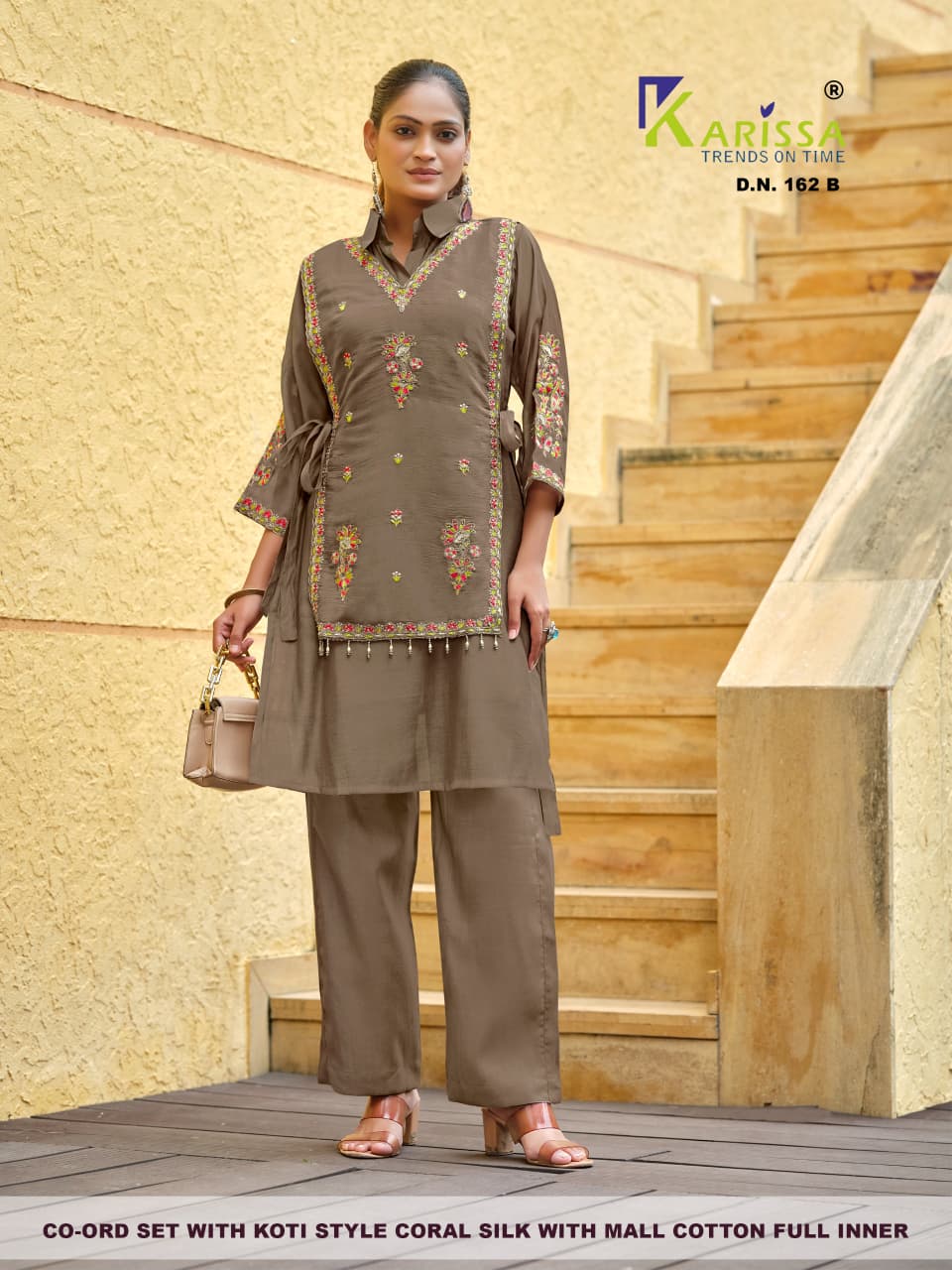 Dn 161-162 With Koti Karissa Coral Silk Co Ord Set Supplier Ahmedabad