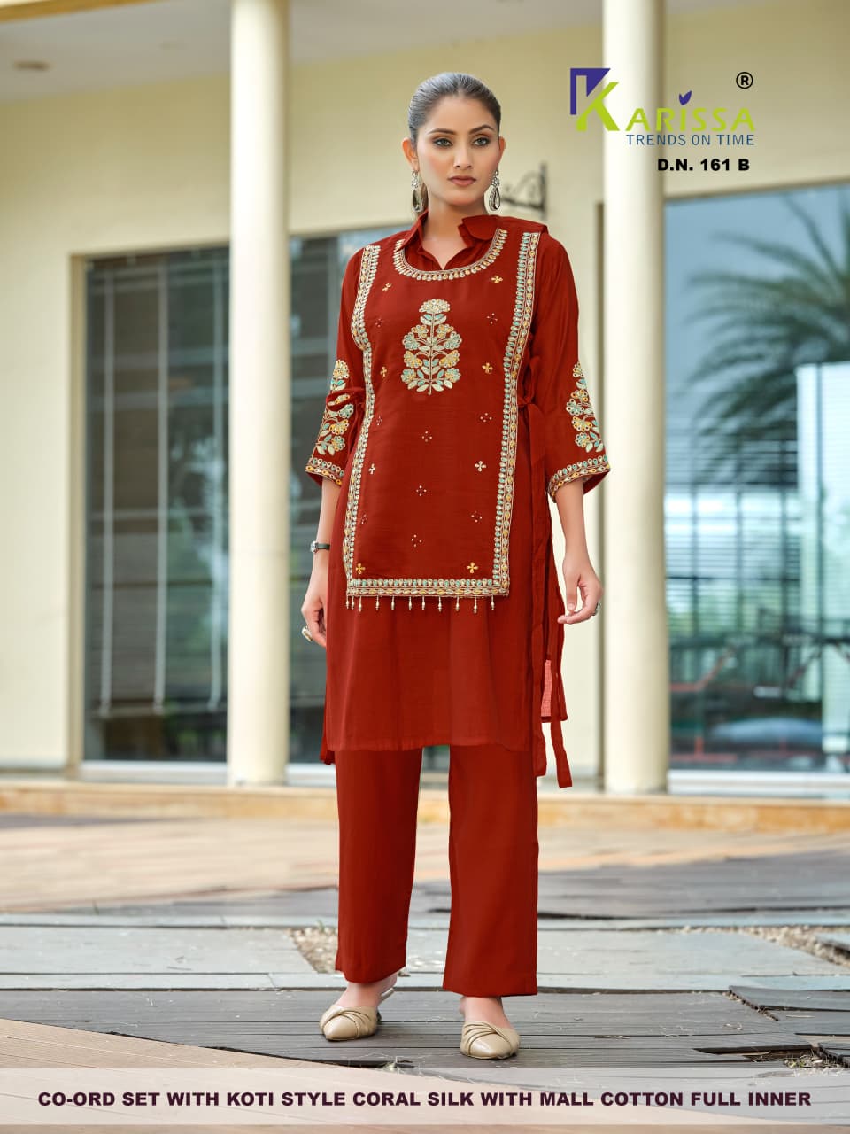 Dn 161-162 With Koti Karissa Coral Silk Co Ord Set Supplier Ahmedabad