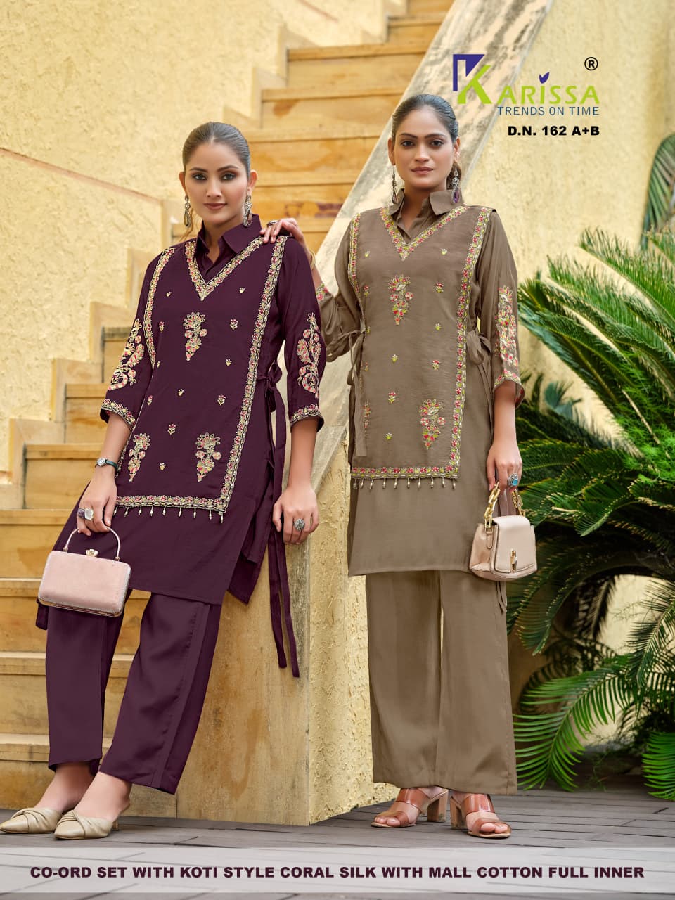 Dn 161-162 With Koti Karissa Coral Silk Co Ord Set Supplier Ahmedabad