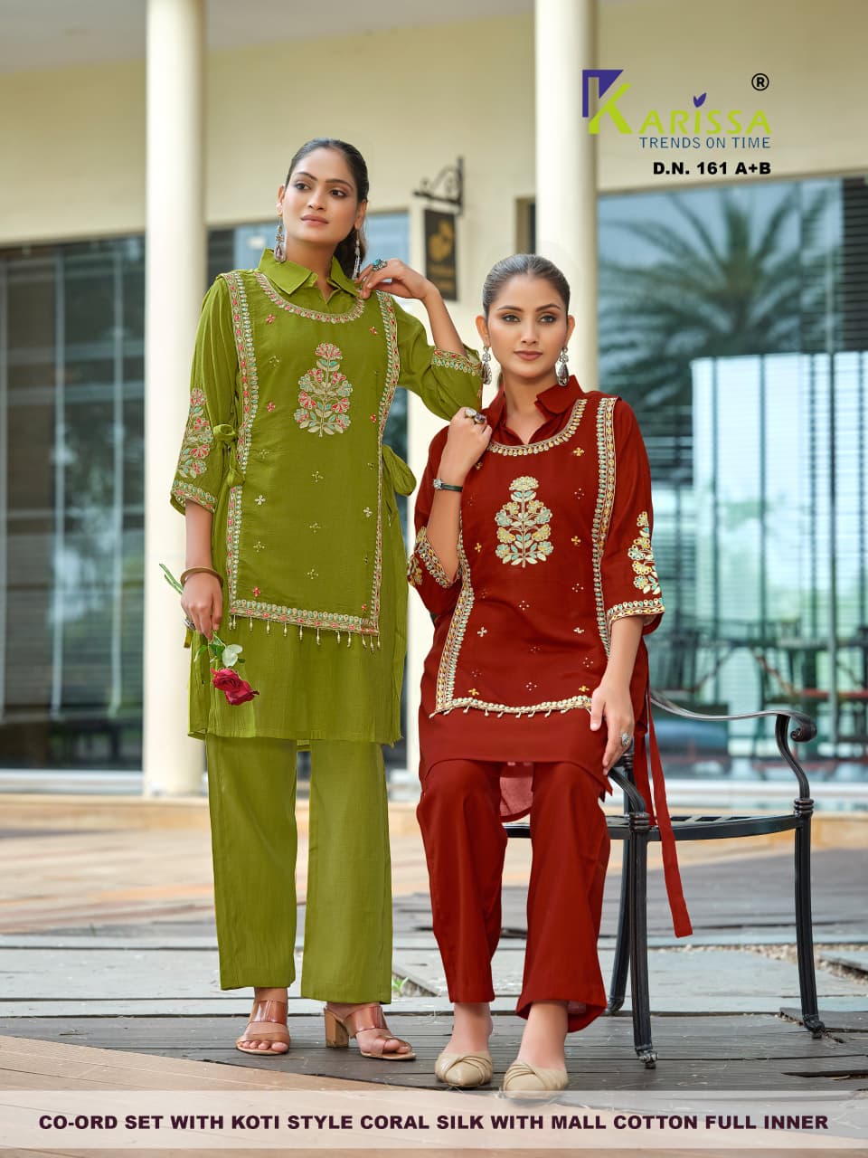 Dn 161-162 With Koti Karissa Coral Silk Co Ord Set Supplier Ahmedabad