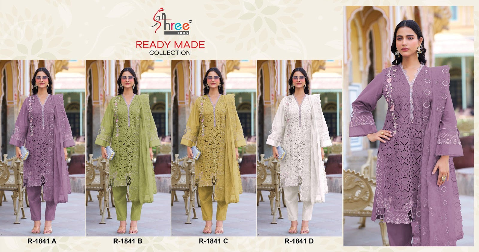 Dn 1841 Shree Fabs Cotton Cambric Pakistani Readymade Suits Manufacturer India