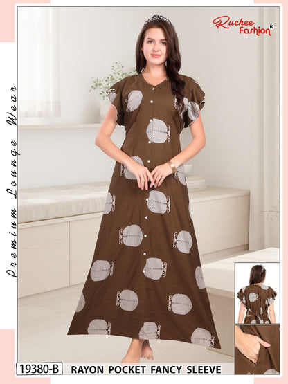 Dn 19378-19380 Ruchee Fashion Rayon Night Gowns Exporter
