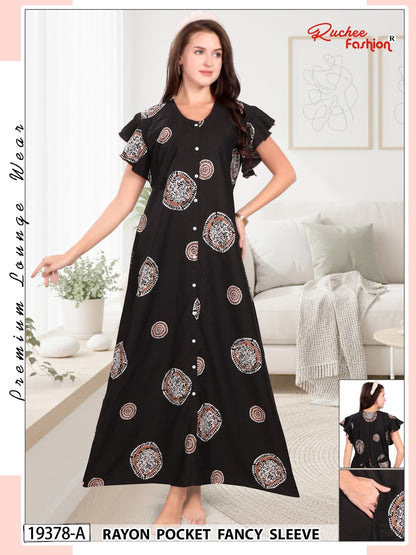 Dn 19378-19380 Ruchee Fashion Rayon Night Gowns Exporter