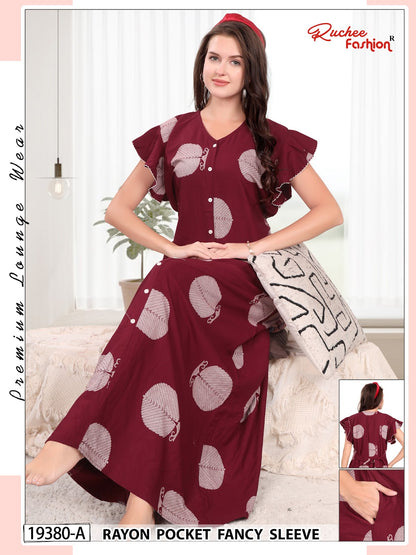 Dn 19378-19380 Ruchee Fashion Rayon Night Gowns Exporter