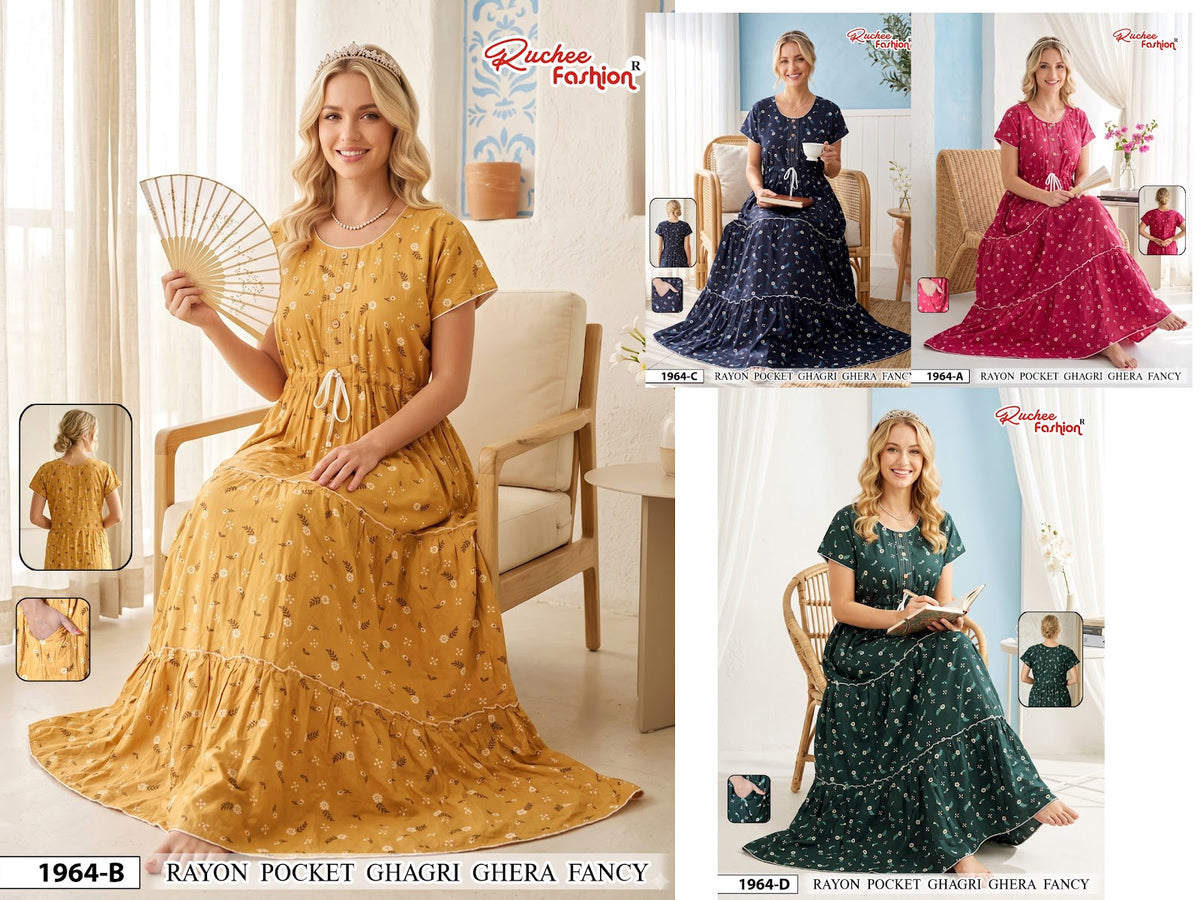 Dn 1963-1969 Ghagri Ruchee Fashion Rayon Night Gowns Wholesale Rate