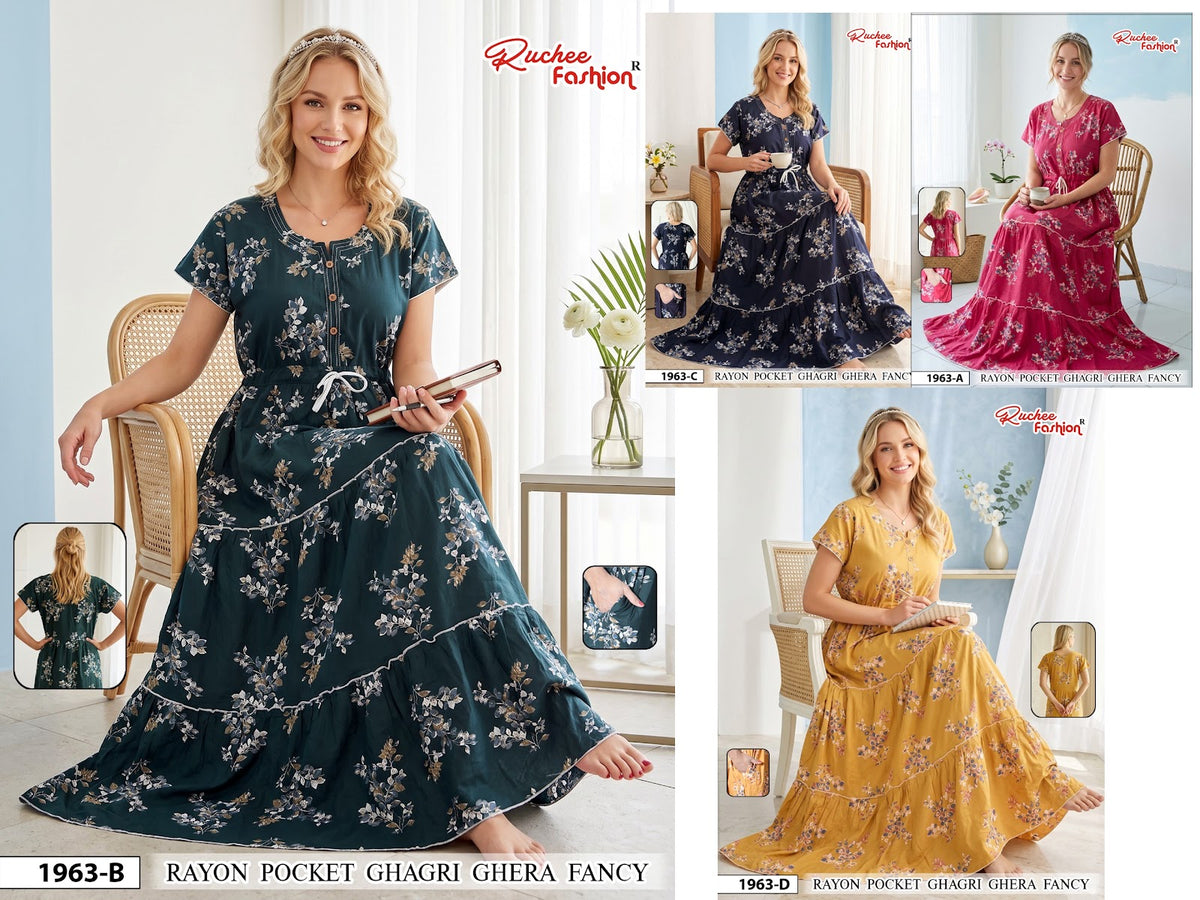 Dn 1963-1969 Ghagri Ruchee Fashion Rayon Night Gowns Wholesale Rate