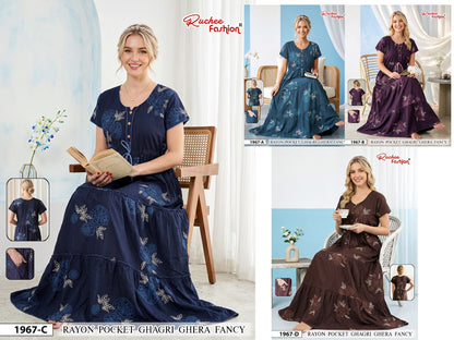 Dn 1963-1969 Ghagri Ruchee Fashion Rayon Night Gowns Wholesale Rate