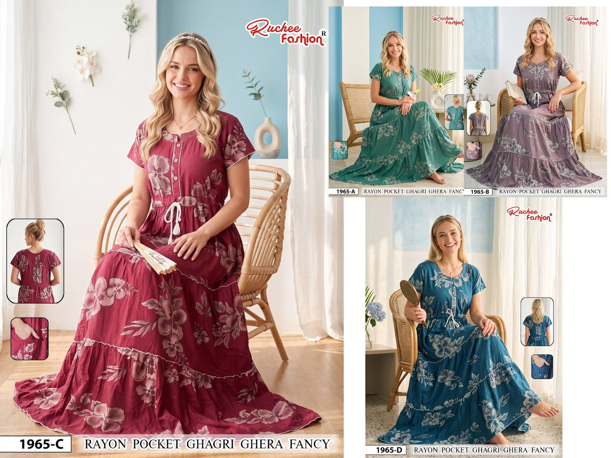 Dn 1963-1969 Ghagri Ruchee Fashion Rayon Night Gowns Wholesale Rate