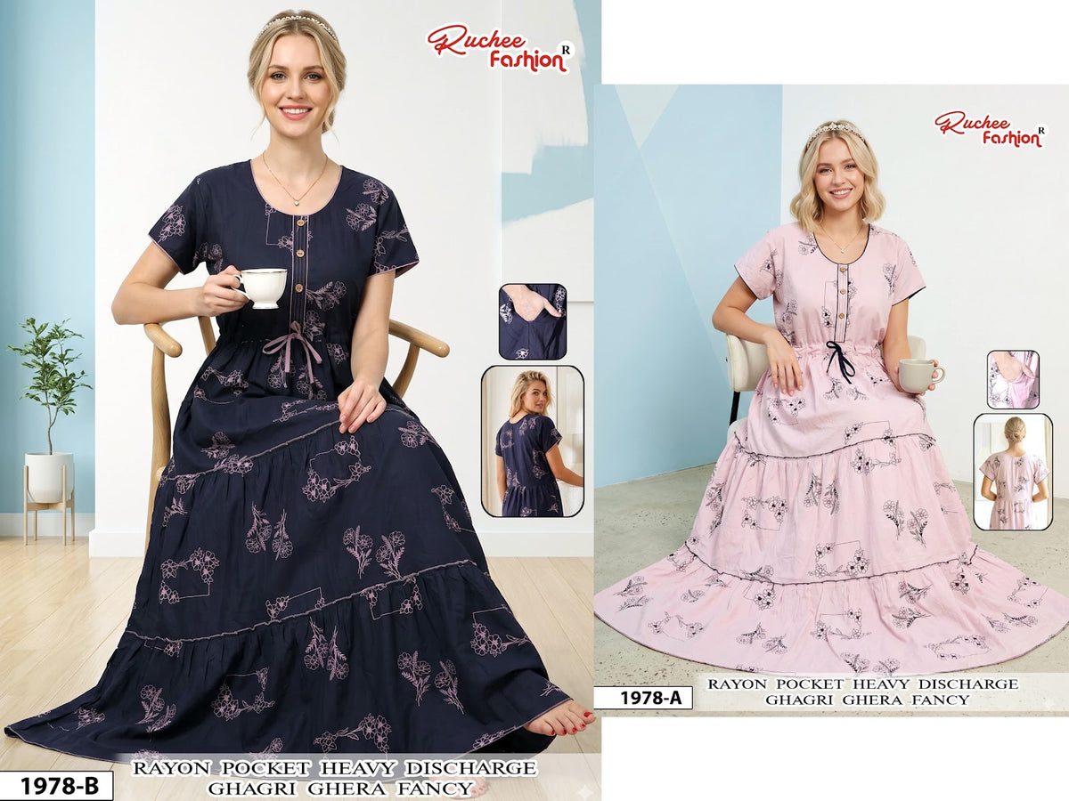 Dn 1974-1983 Ghagri Ruchee Fashion Rayon Night Gowns Manufacturer Ahmedabad