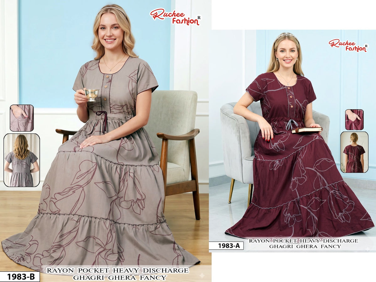Dn 1974-1983 Ghagri Ruchee Fashion Rayon Night Gowns Manufacturer Ahmedabad
