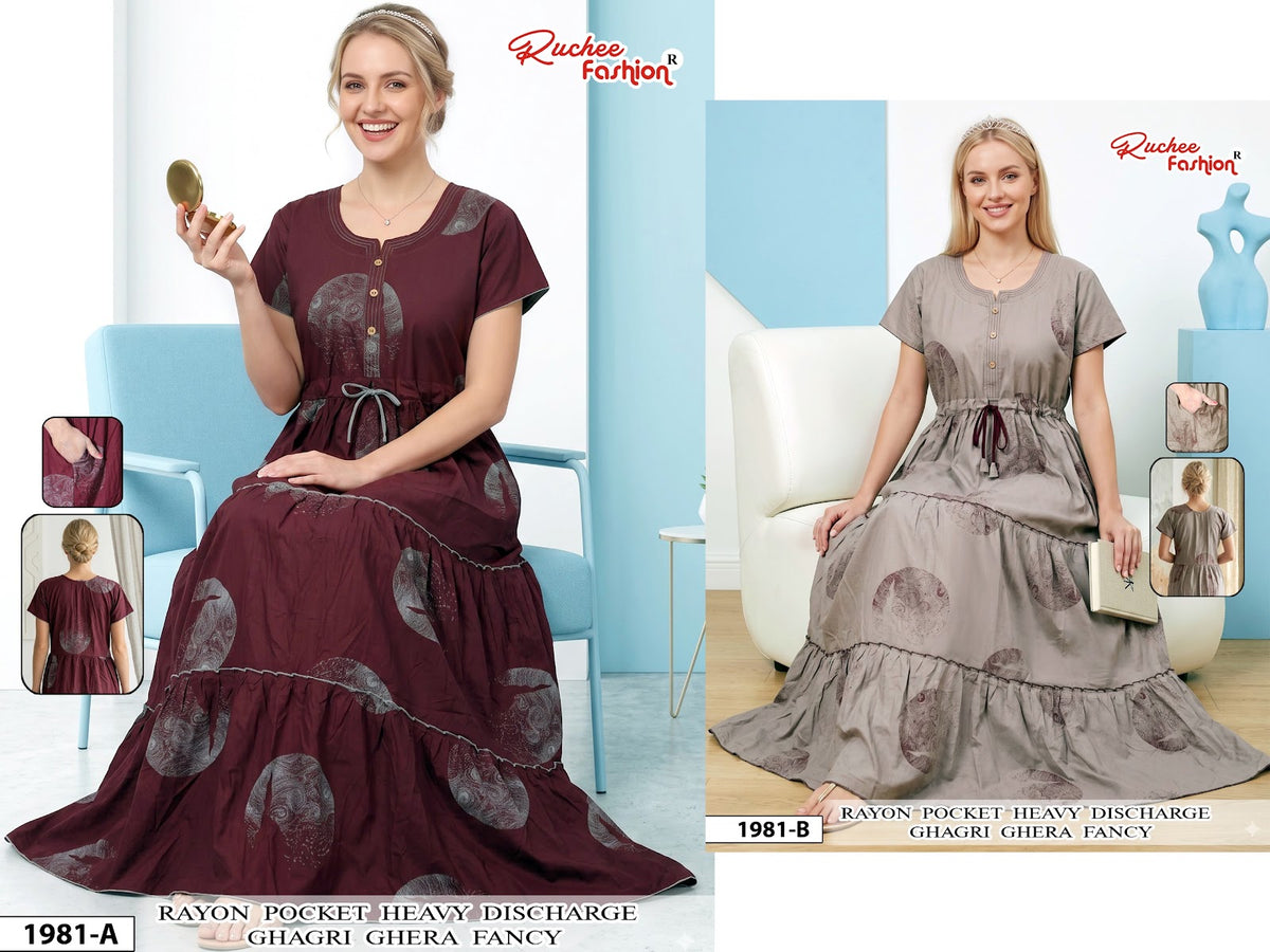 Dn 1974-1983 Ghagri Ruchee Fashion Rayon Night Gowns Manufacturer Ahmedabad
