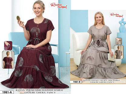 Dn 1974-1983 Ghagri Ruchee Fashion Rayon Night Gowns Manufacturer Ahmedabad