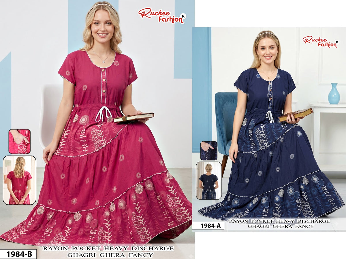 Dn 1982-1986 Ghagri Ruchee Fashion Rayon Night Gowns Supplier Ahmedabad