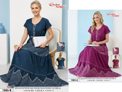 Dn 1982-1986 Ghagri Ruchee Fashion Rayon Night Gowns Supplier Ahmedabad