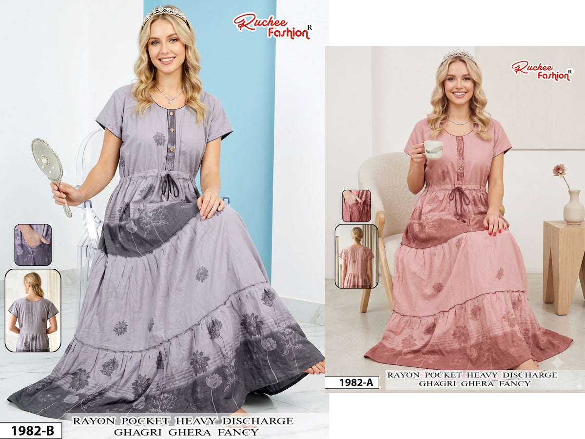 Dn 1982-1986 Ghagri Ruchee Fashion Rayon Night Gowns Supplier Ahmedabad