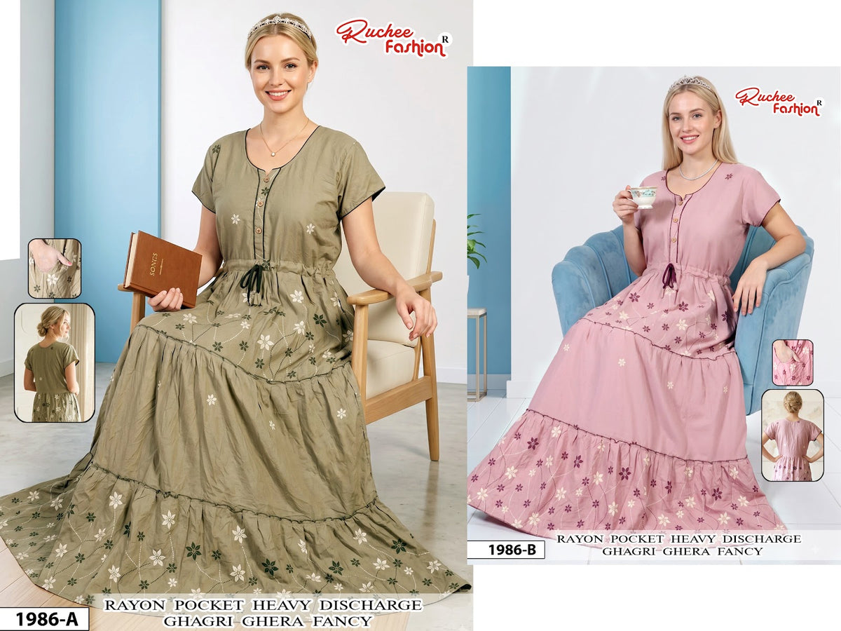 Dn 1982-1986 Ghagri Ruchee Fashion Rayon Night Gowns Supplier Ahmedabad