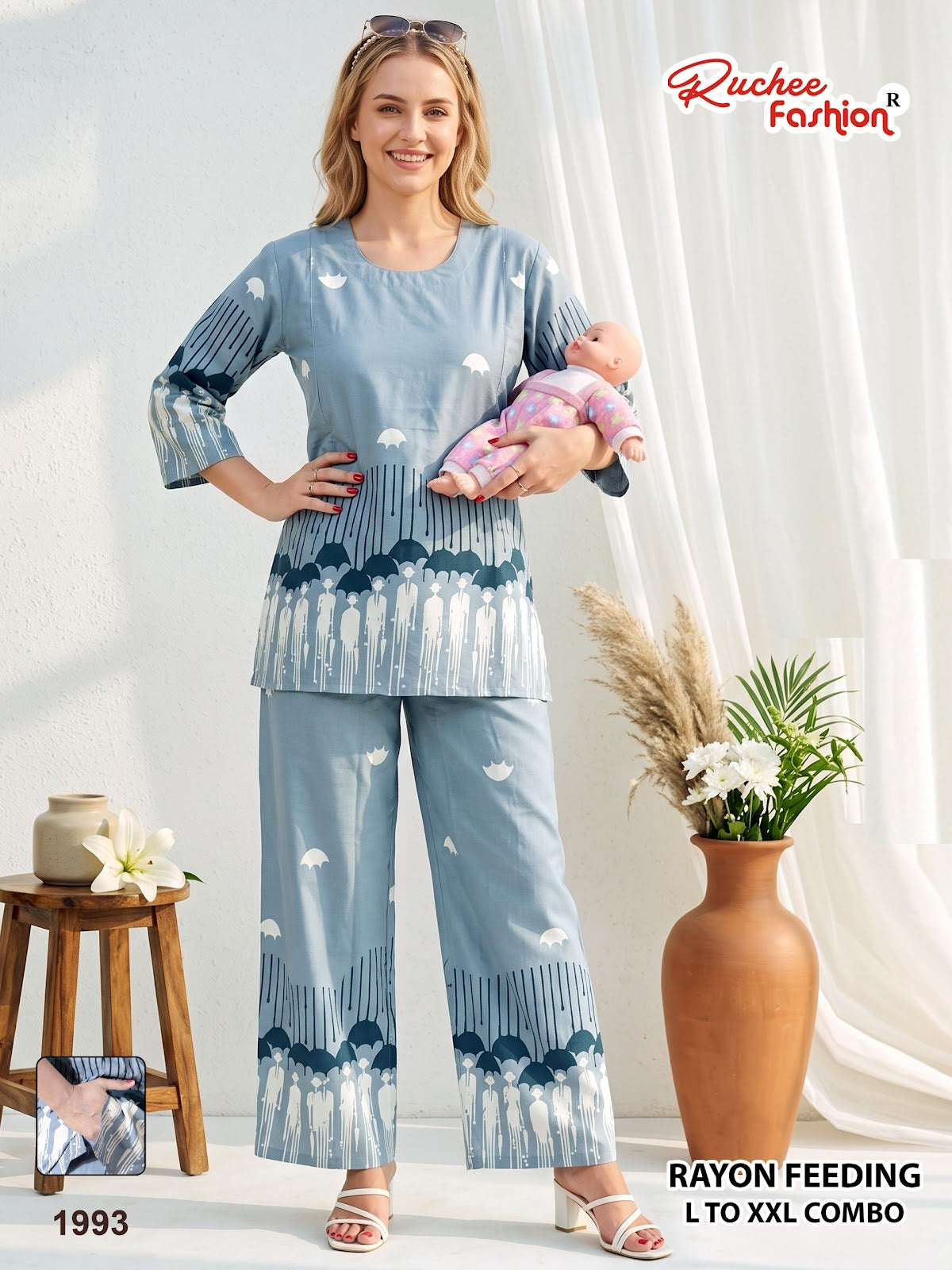 Dn 1992-2001 Ruchee Fashion Rayon Feeding Co-Ord Set Wholesaler Gujarat