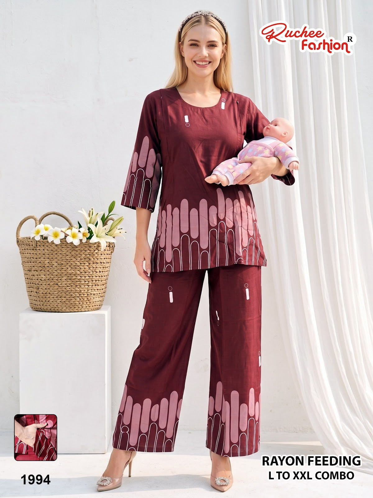 Dn 1992-2001 Ruchee Fashion Rayon Feeding Co-Ord Set Wholesaler Gujarat