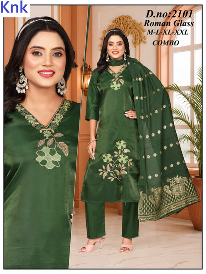 Dn 2101-2103 Knk Roman Readymade Pant Style Suits Supplier Gujarat