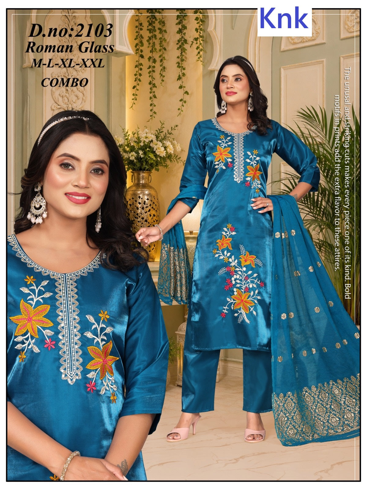 Dn 2101-2103 Knk Roman Readymade Pant Style Suits Supplier Gujarat