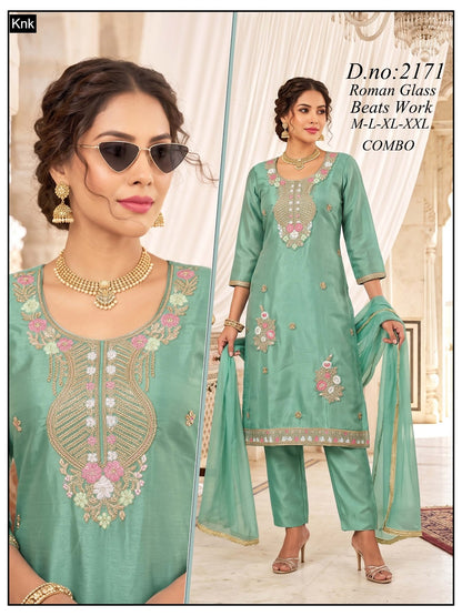 Dn 2171-2172 Knk Roman Readymade Pant Style Suits Exporter