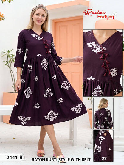 Dn 2436-2442 Ruchee Fashion Rayon Anarkali Kurtis Manufacturer