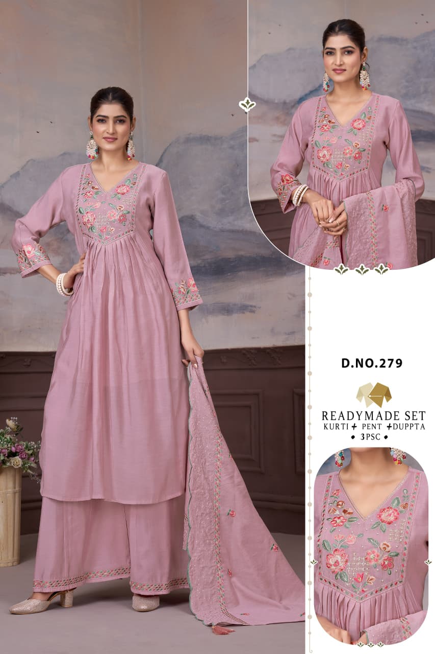 Dn 278-282 Dzi Chanderi Readymade Plazzo Style Suits Manufacturer Gujarat