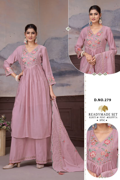 Dn 278-282 Dzi Chanderi Readymade Plazzo Style Suits Manufacturer Gujarat