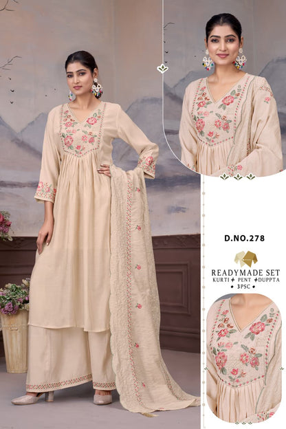 Dn 278-282 Dzi Chanderi Readymade Plazzo Style Suits Manufacturer Gujarat