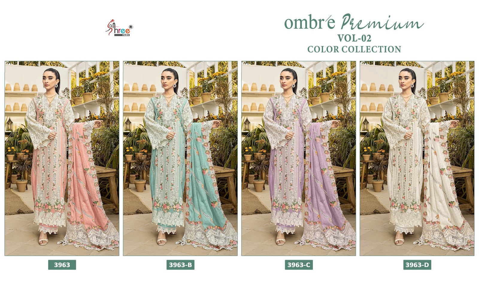Dn 3963 Ombre Premium Vol 2 Color Collection Shree Fabs Cotton Pakistani Salwar Suits Wholesale