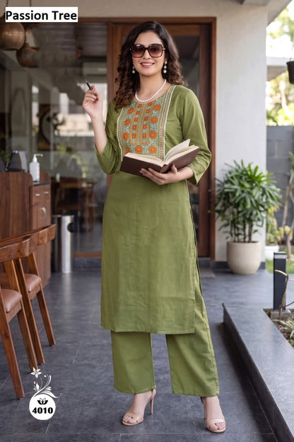 Dn 4005-4010 Passion Tree Dhabu Cotton Kurti Plazzo Set Exporter Gujarat