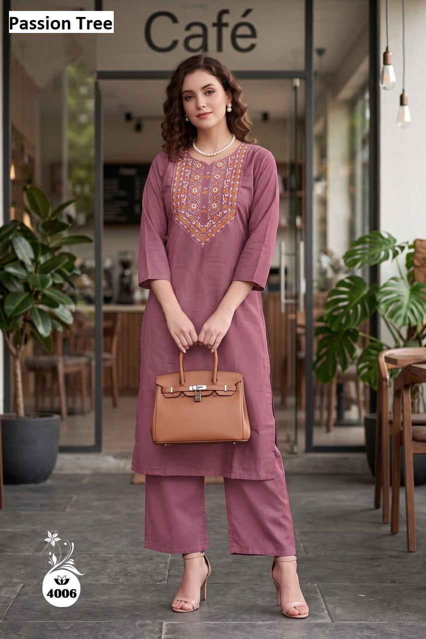Dn 4005-4010 Passion Tree Dhabu Cotton Kurti Plazzo Set Exporter Gujarat