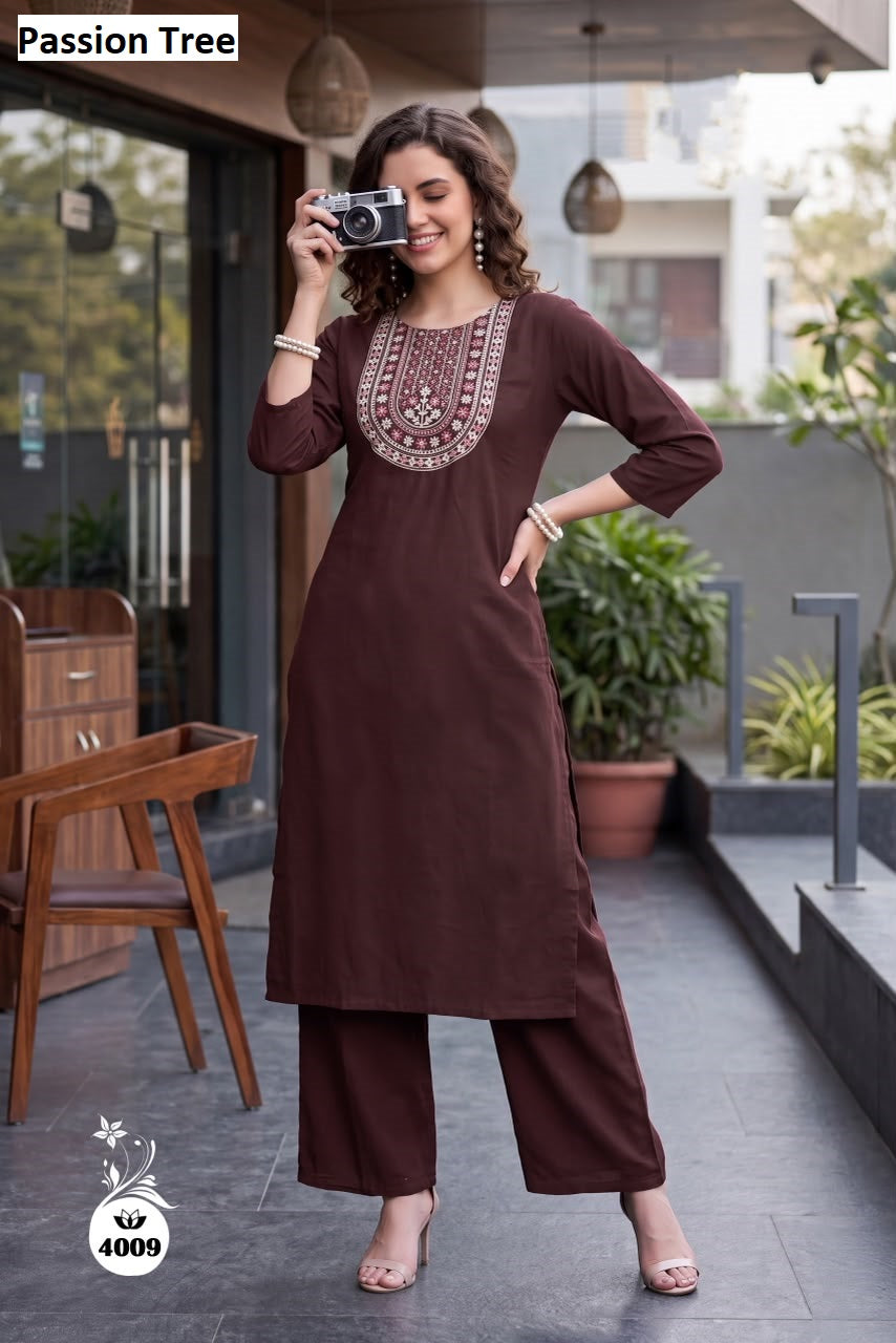 Dn 4005-4010 Passion Tree Dhabu Cotton Kurti Plazzo Set Exporter Gujarat