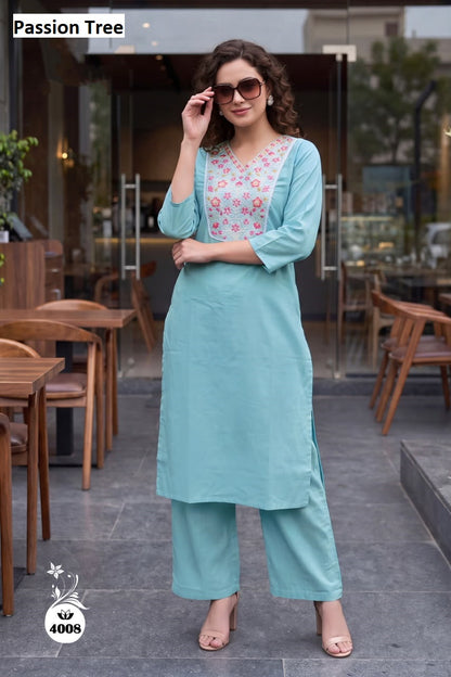 Dn 4005-4010 Passion Tree Dhabu Cotton Kurti Plazzo Set Exporter Gujarat