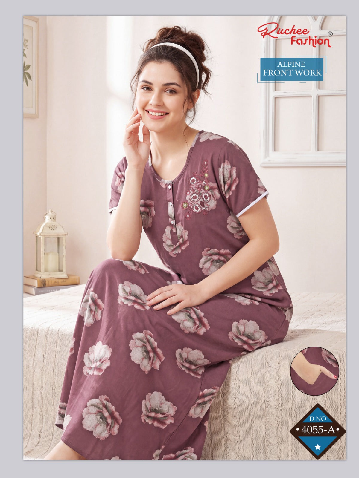 Dn 4054-4056 Front Work Ruchee Fashion Alpine Night Gowns Supplier Gujarat