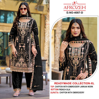 Dn 4087 Abcd Afrozeh Chiffon Pakistani Readymade Suits Supplier India