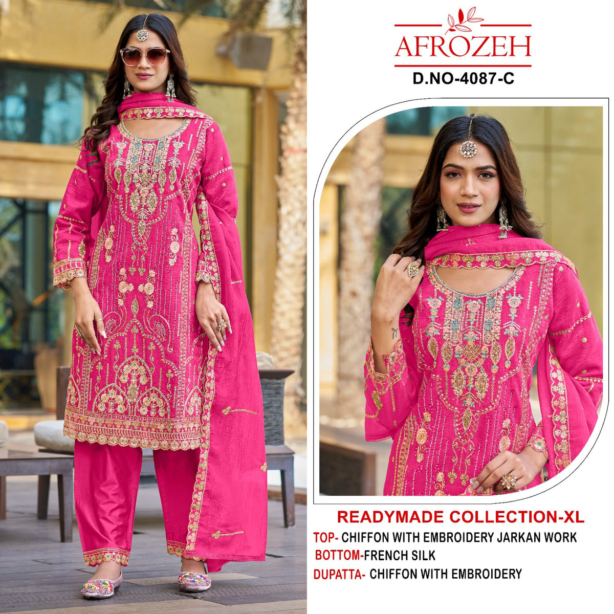 Dn 4087 Abcd Afrozeh Chiffon Pakistani Readymade Suits Supplier India
