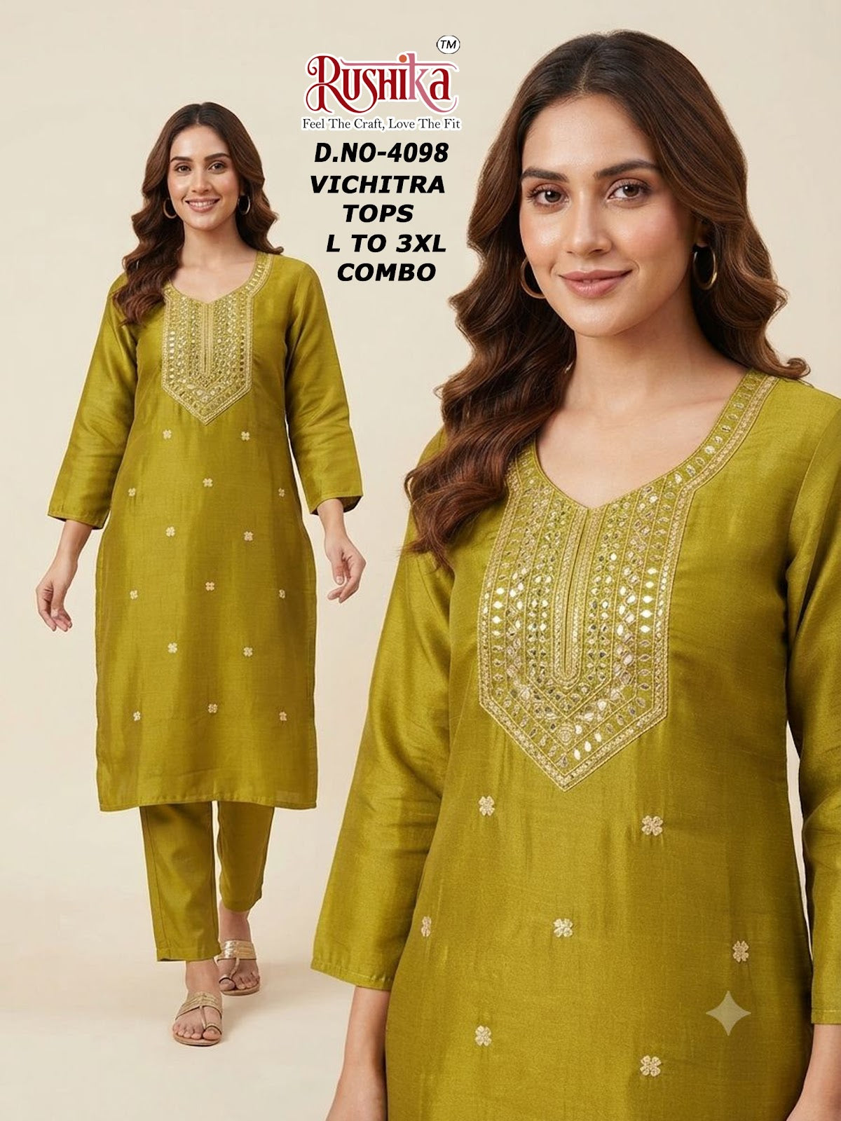 Dn 4092-4111 Rushika Vichitra Knee Length Kurtis Wholesale Rate