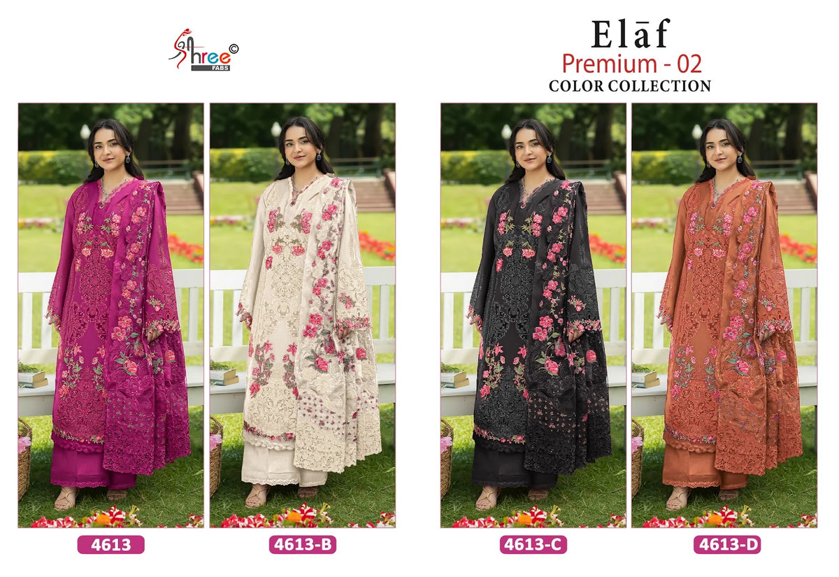 Dn 4613 Elaf Premium 2 Shree Fabs Cotton Pakistani Patch Work Suits Exporter Ahmedabad
